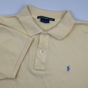 Light Yellow Polo Ralph Lauren Sport Men's Medium Short Sleeve Shirt w Blue Pony